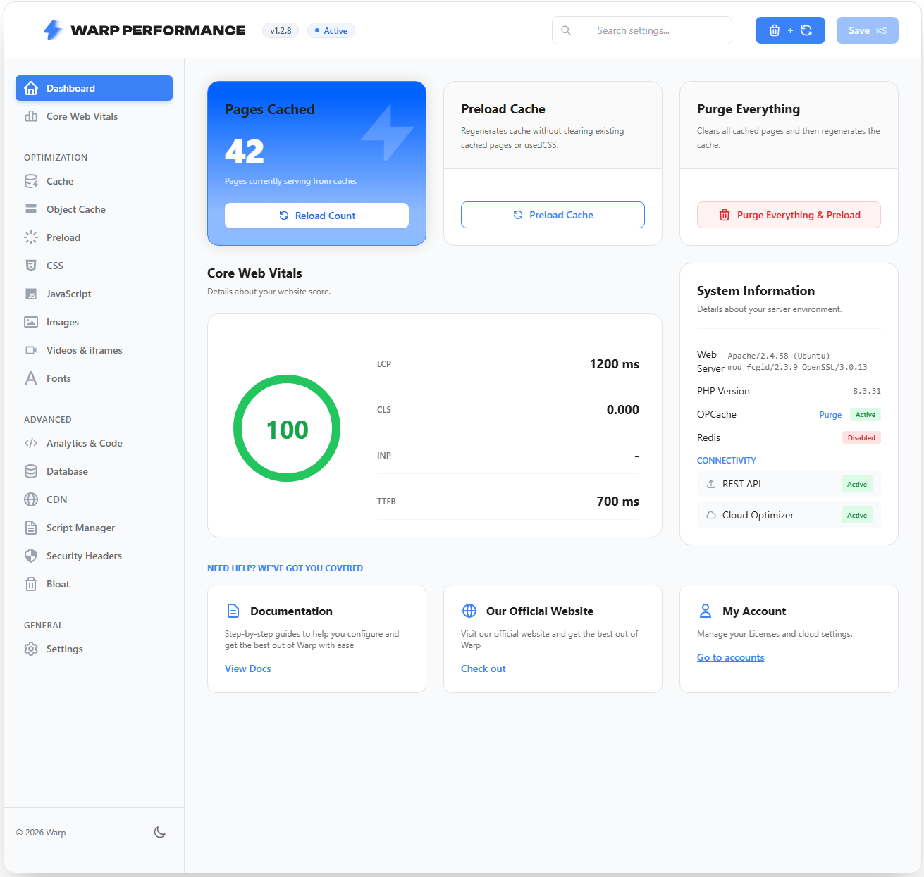 warp dashboard screenshot new