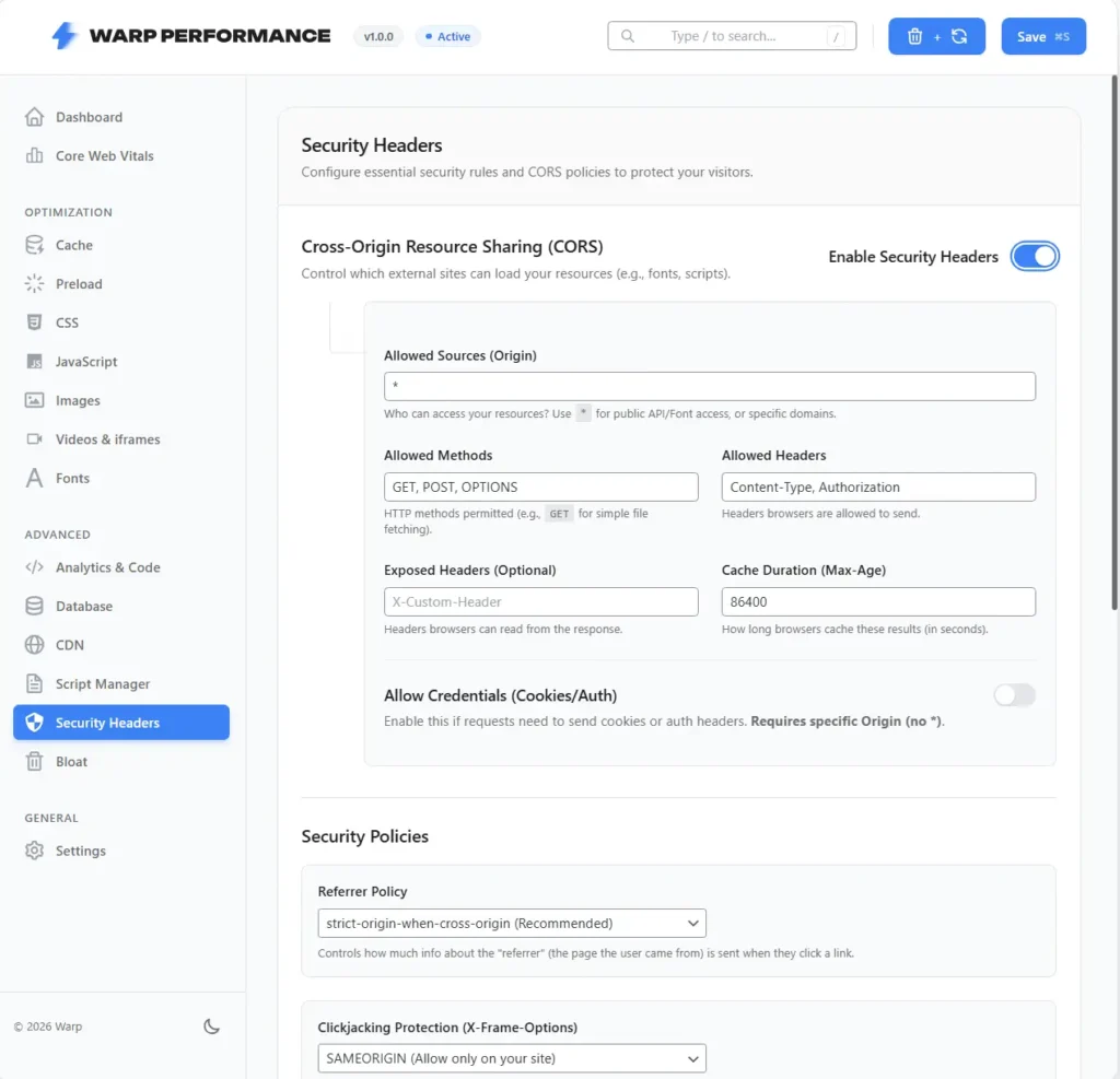 security headers warp