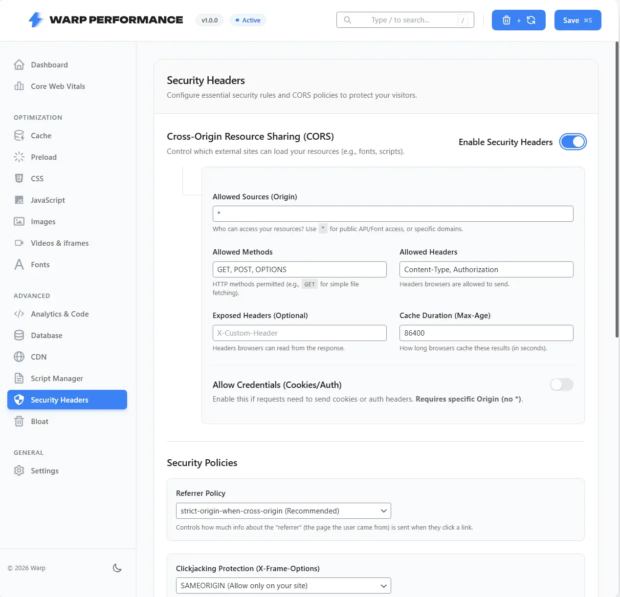 security headers warp